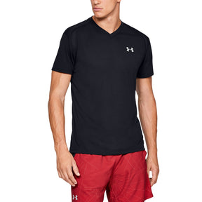 Polera manga corta UA Streaker de cuello en V para hombre