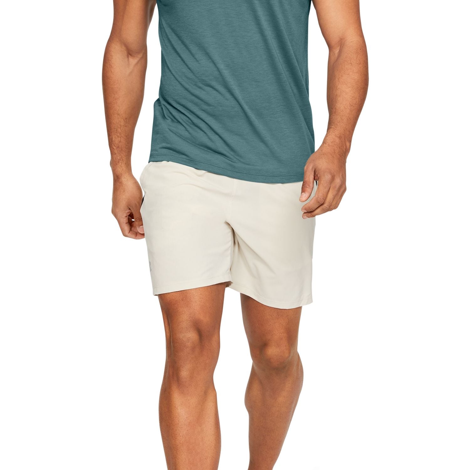 Polera manga corta UA Streaker de cuello en V para hombre