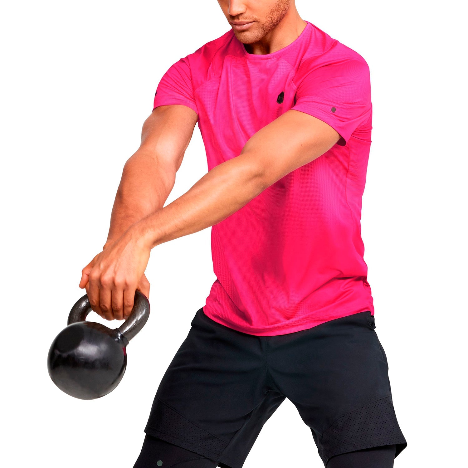 Polera Manga Corta UA RUSH™ HeatGear® Fitted Printed para Hombre