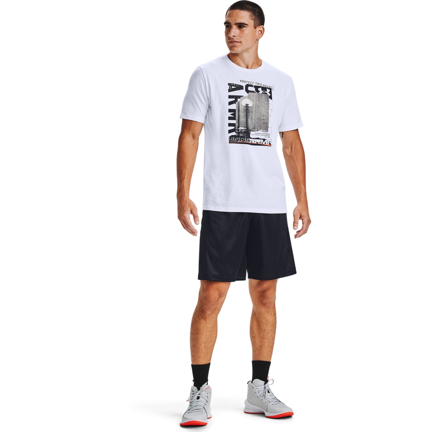 Polera Manga Corta UA Basketball Photoreal para Hombre