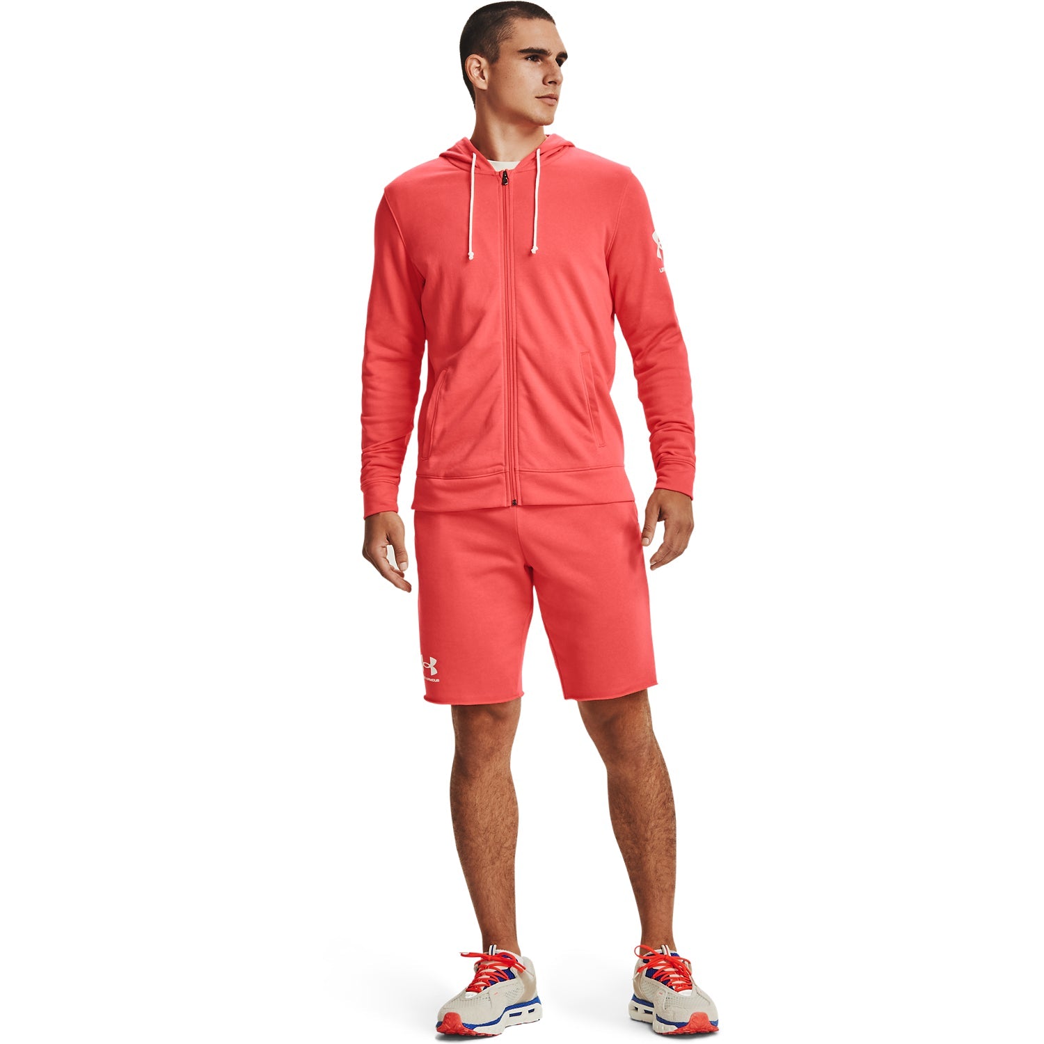 Poleron con gorro UA Rival Terry Full Zip para Hombre