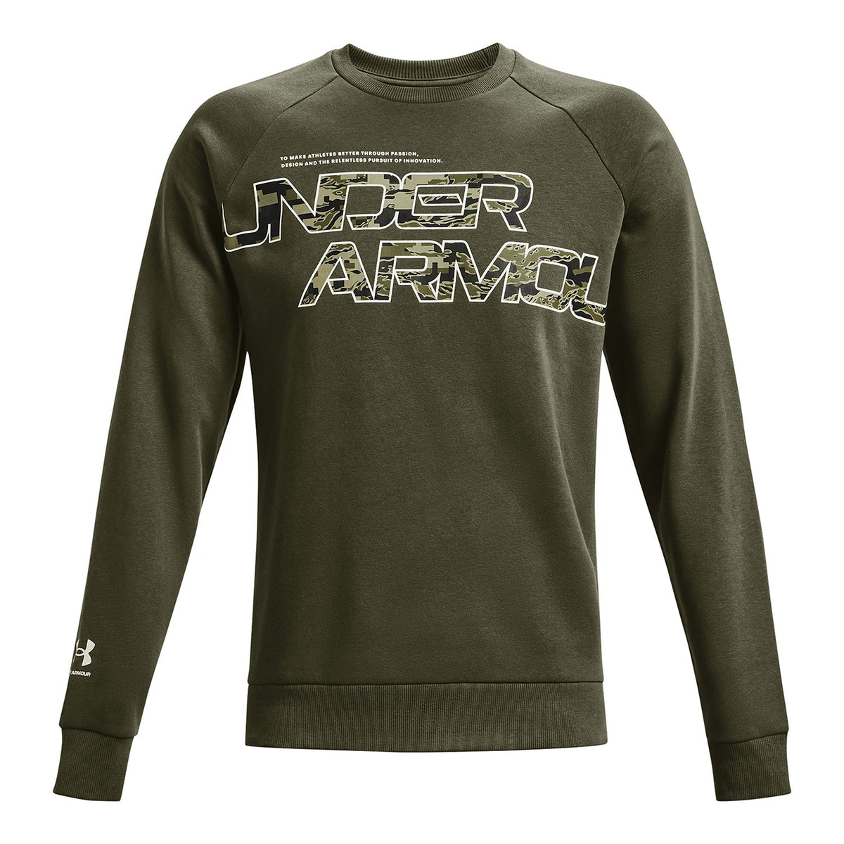 Polera manga larga UA Rival Fleece Camo Script para hombre