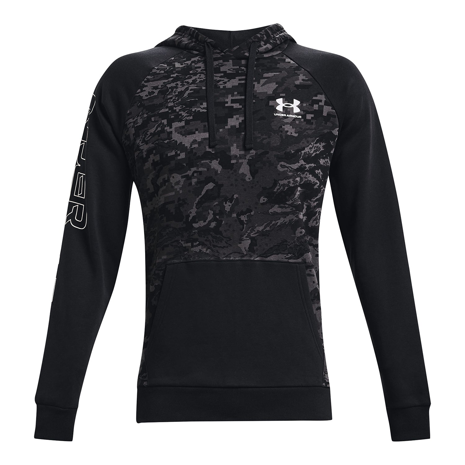 Polera manga larga UA Rival Fleece Camo Script para hombre