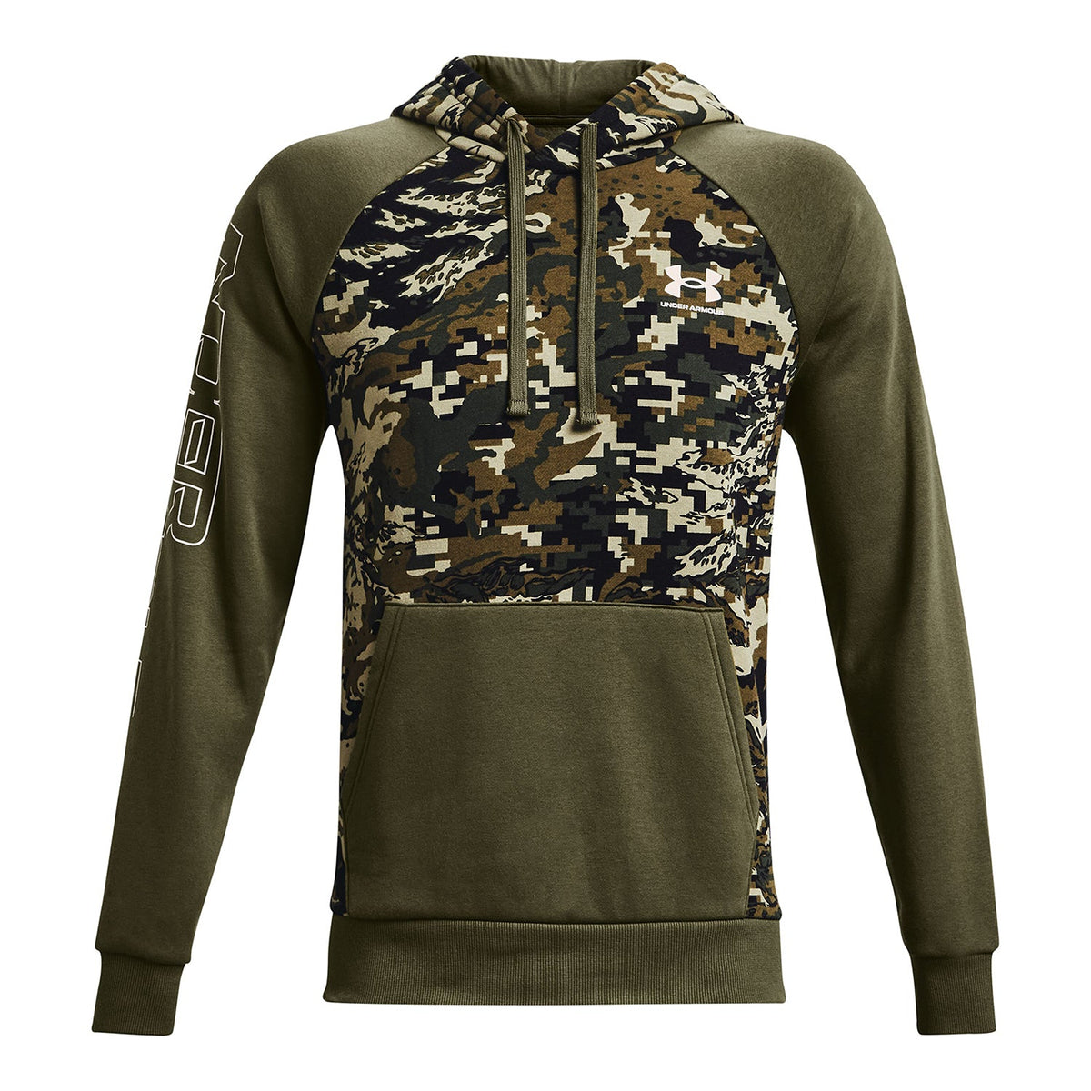 Polera manga larga UA Rival Fleece Camo Script para hombre