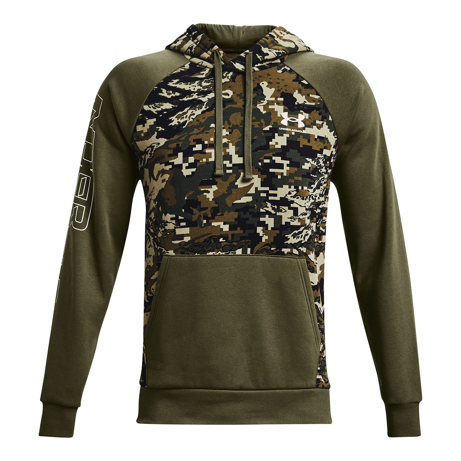 Polera manga larga UA Rival Fleece Camo Script para hombre