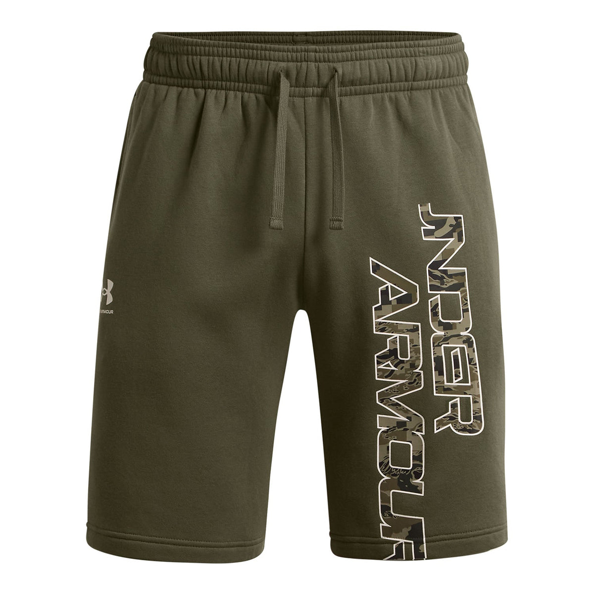Shorts UA Rival Fleece Camo Script para hombre