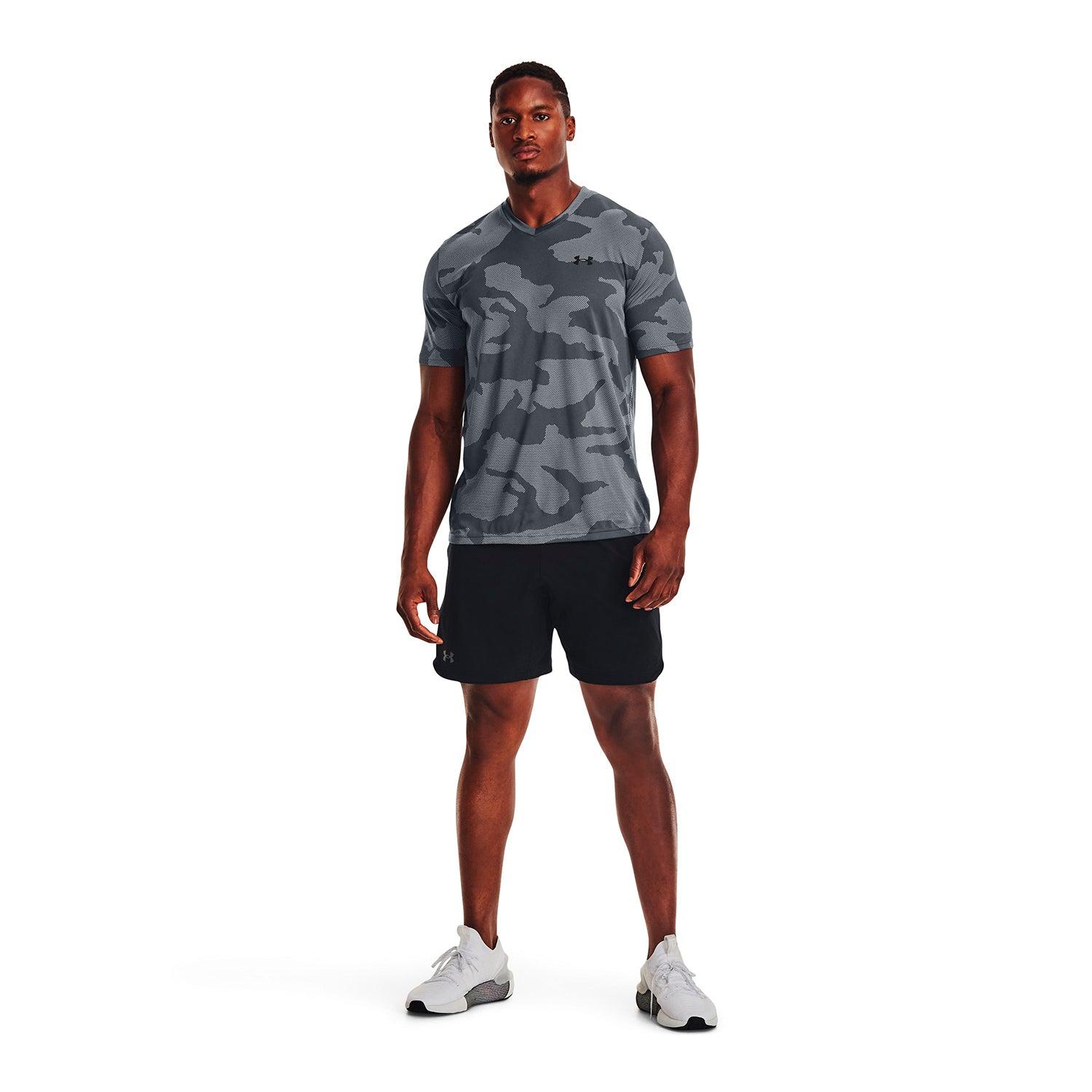 Polera manga corta con cuello en V UA Velocity Jacquard para hombre