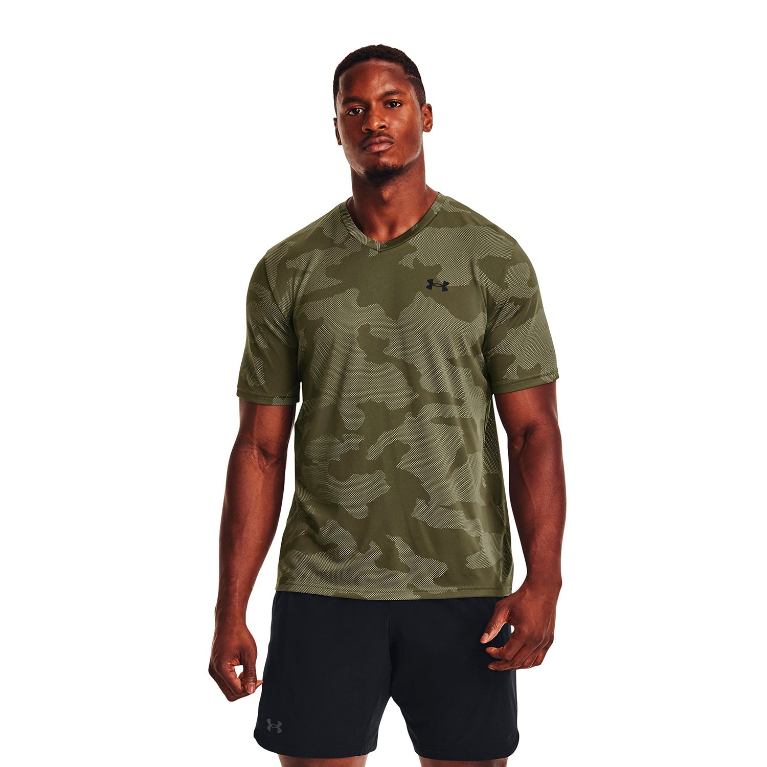 Polera manga corta con cuello en V UA Velocity Jacquard para hombre