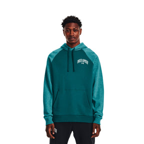 Polerón con gorro UA Rival Fleece Wordmark Colorblock para hombre