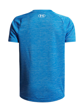 Polera manga corta de entrenamiento para niño Tech Textured azul Under Armour
