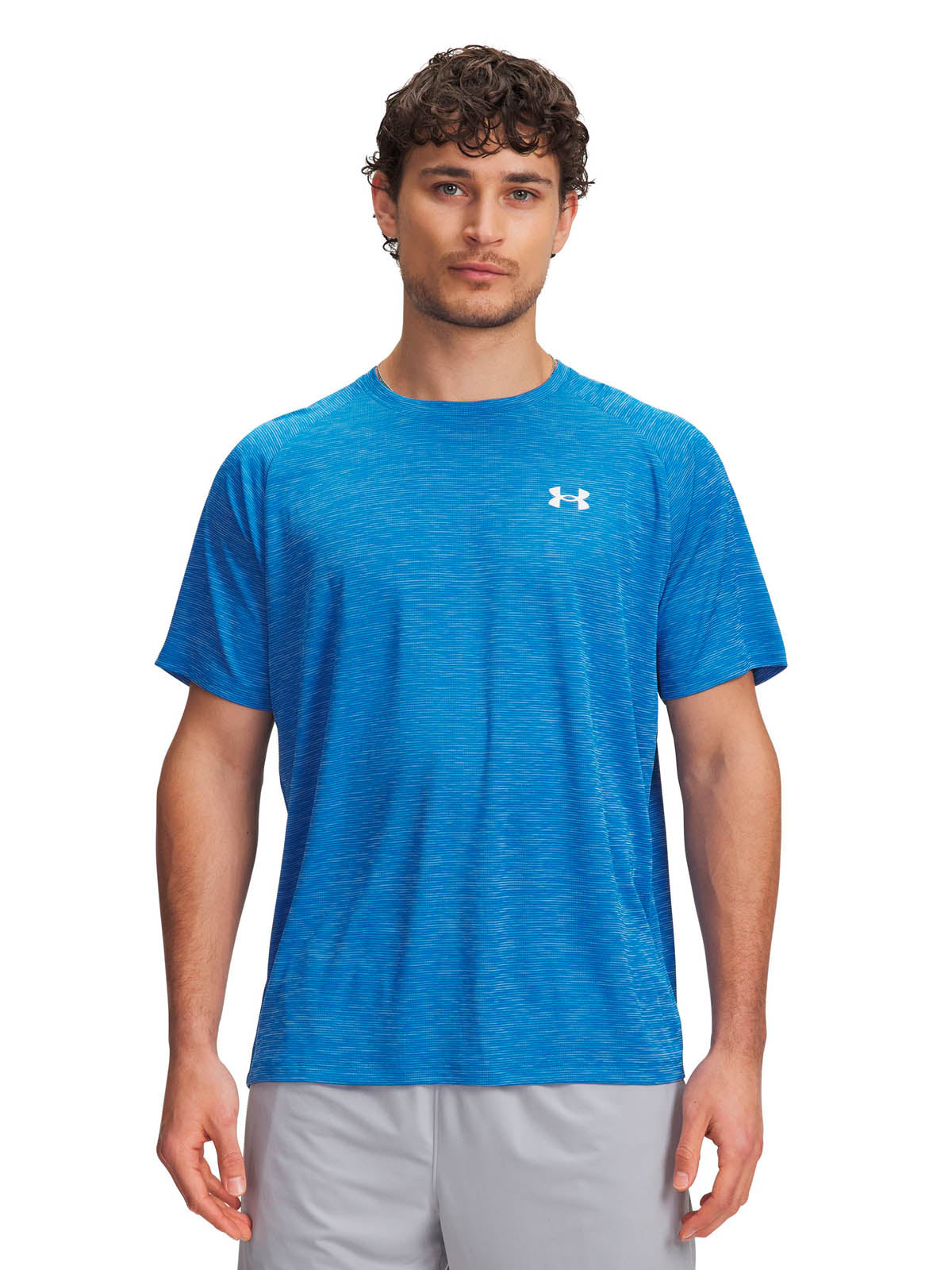 Polera manga corta de entrenamiento para hombre Tech Textured azul Under Armour