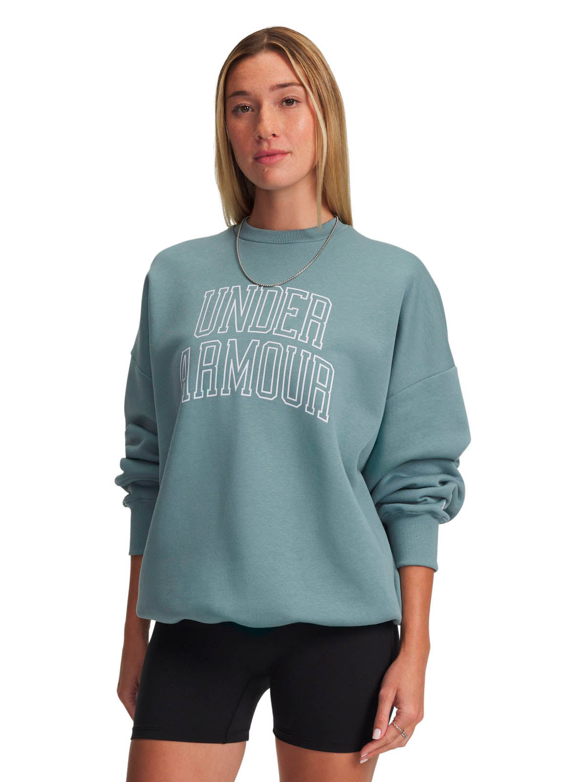 Polerón Lifestyle para mujer Rival Fleece Oversized Varsity Verde Under Armour