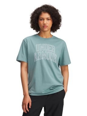 Polera manga corta Lifestyle para mujer Rival Oversized Campus verde Under Armour